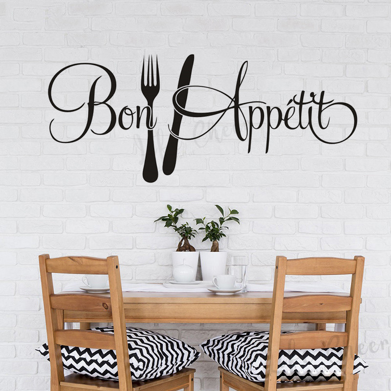 Commercial Kitchen Wall - Fransız Bon Appétit Alıntı Duvar Çıkartmaları