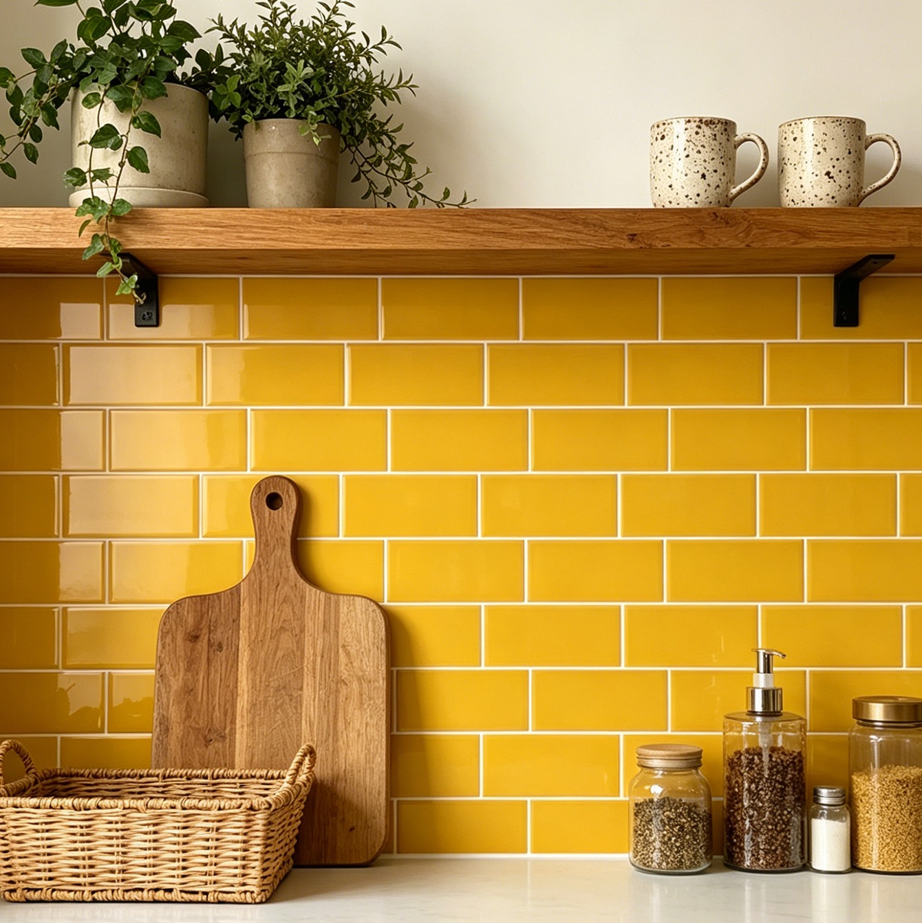 Commercial Kitchen Wall - 5/10/20 adet parlak sarı metro soyulabilir