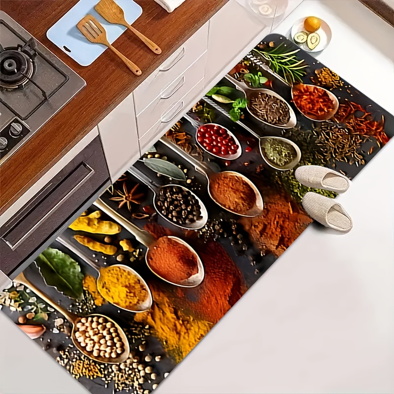 Commercial Kitchen Background - Renkli Yemek Baharatları ve Otları Baskılı