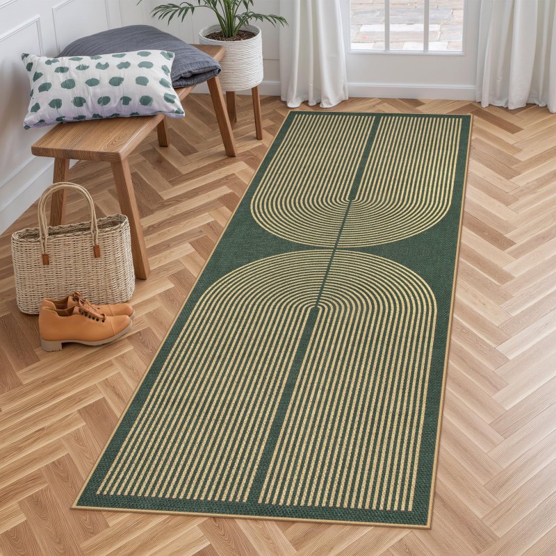 Art Deco Runner Halı Yeşil Ark - Commercial Kitchen Background incelemesi ve fiyatı